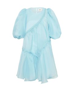 Aje Riviera Asymmetric Braided Puff Sleeve Dress