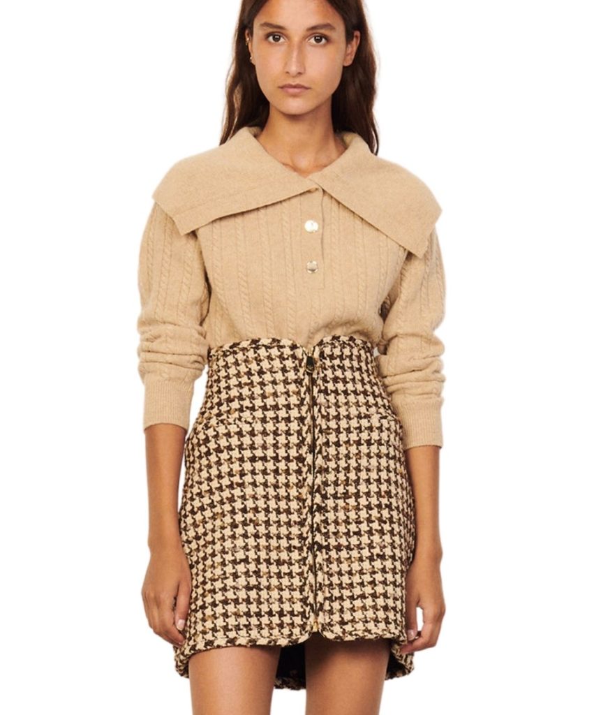 sandro-paris-houndstooth-skirt